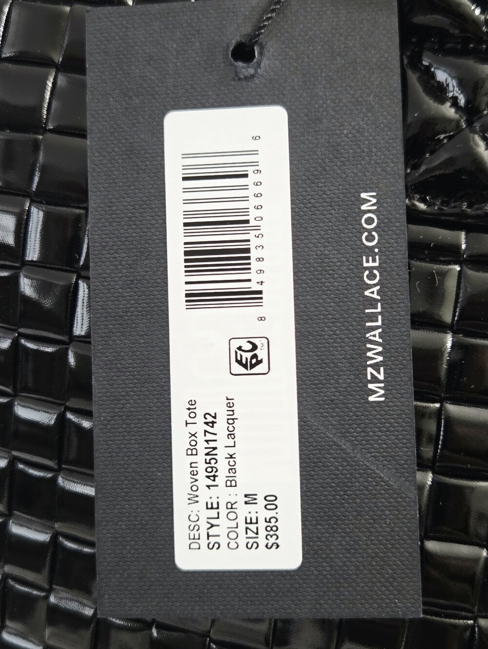 NWT MZ WALLACE MEDIUM BOX TOTE LAPTOP BAG - BLACK LACQUER WOVEN - Picture 6 of 9